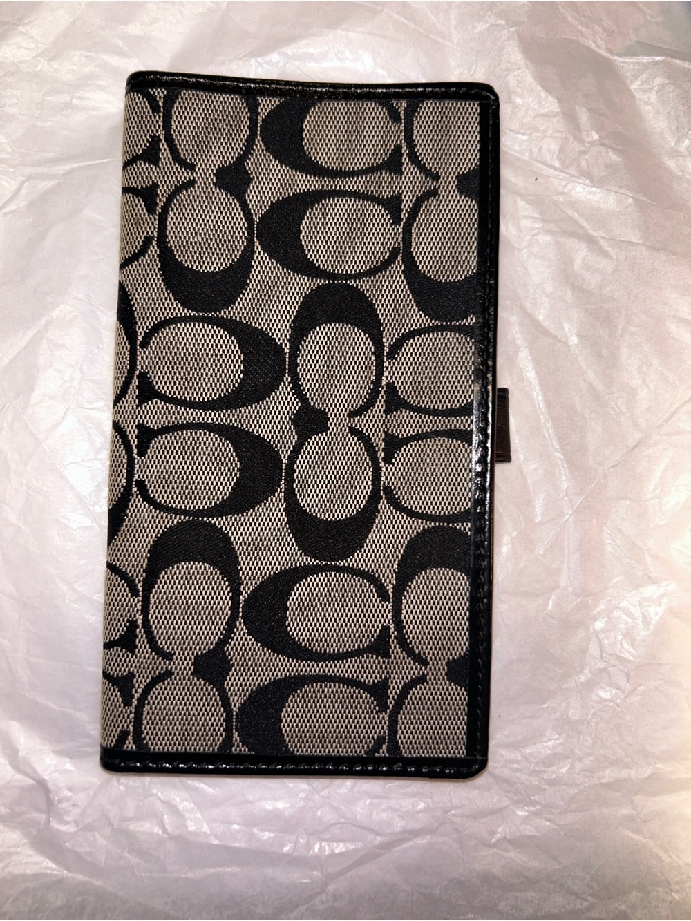 ViCoach signature Jacuard wallet/checkbook black& gray monogram with leather tri
